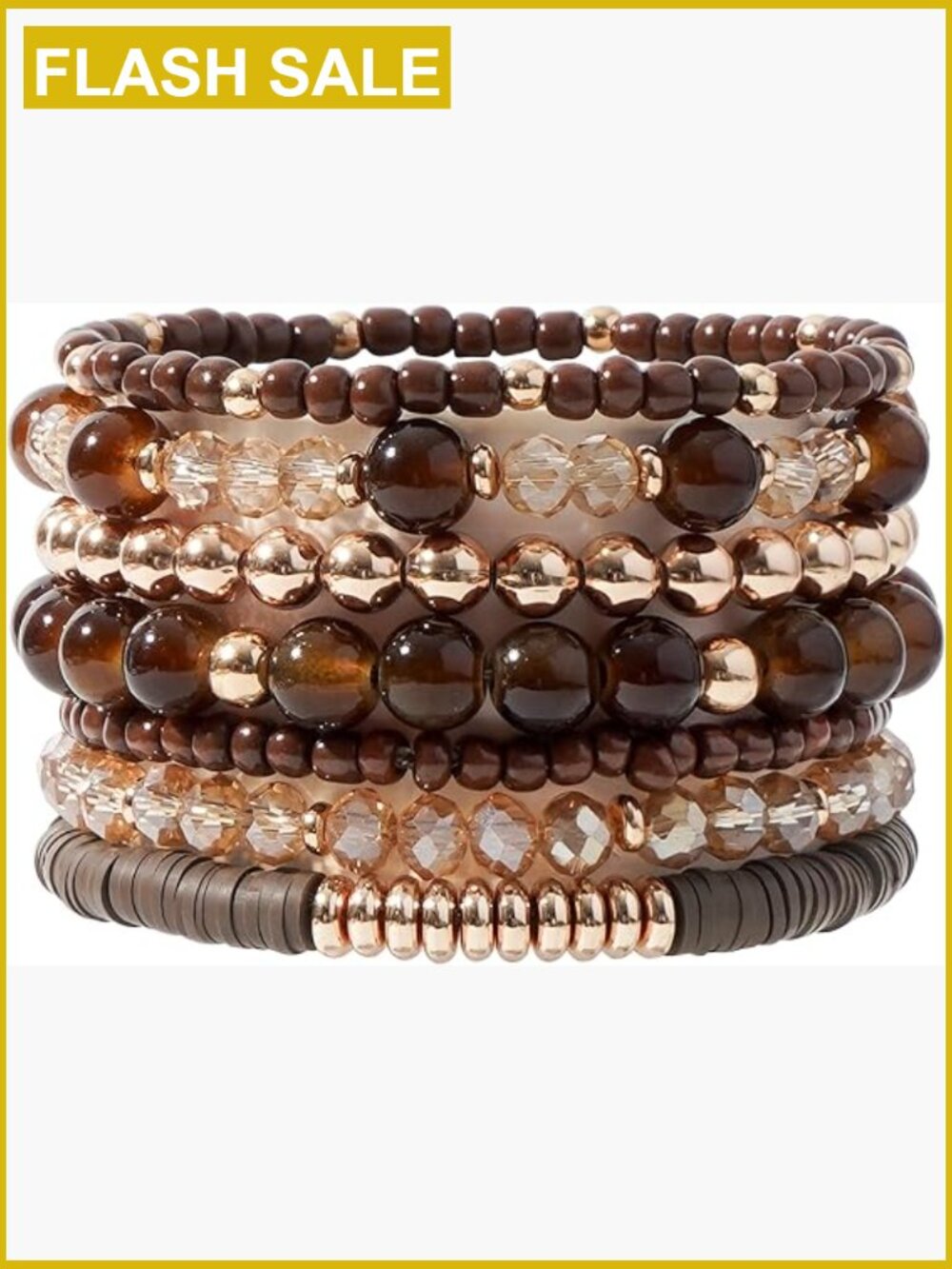 Surfer Heishi Clay Bead Stackable Stretch Bracelets Set Boho